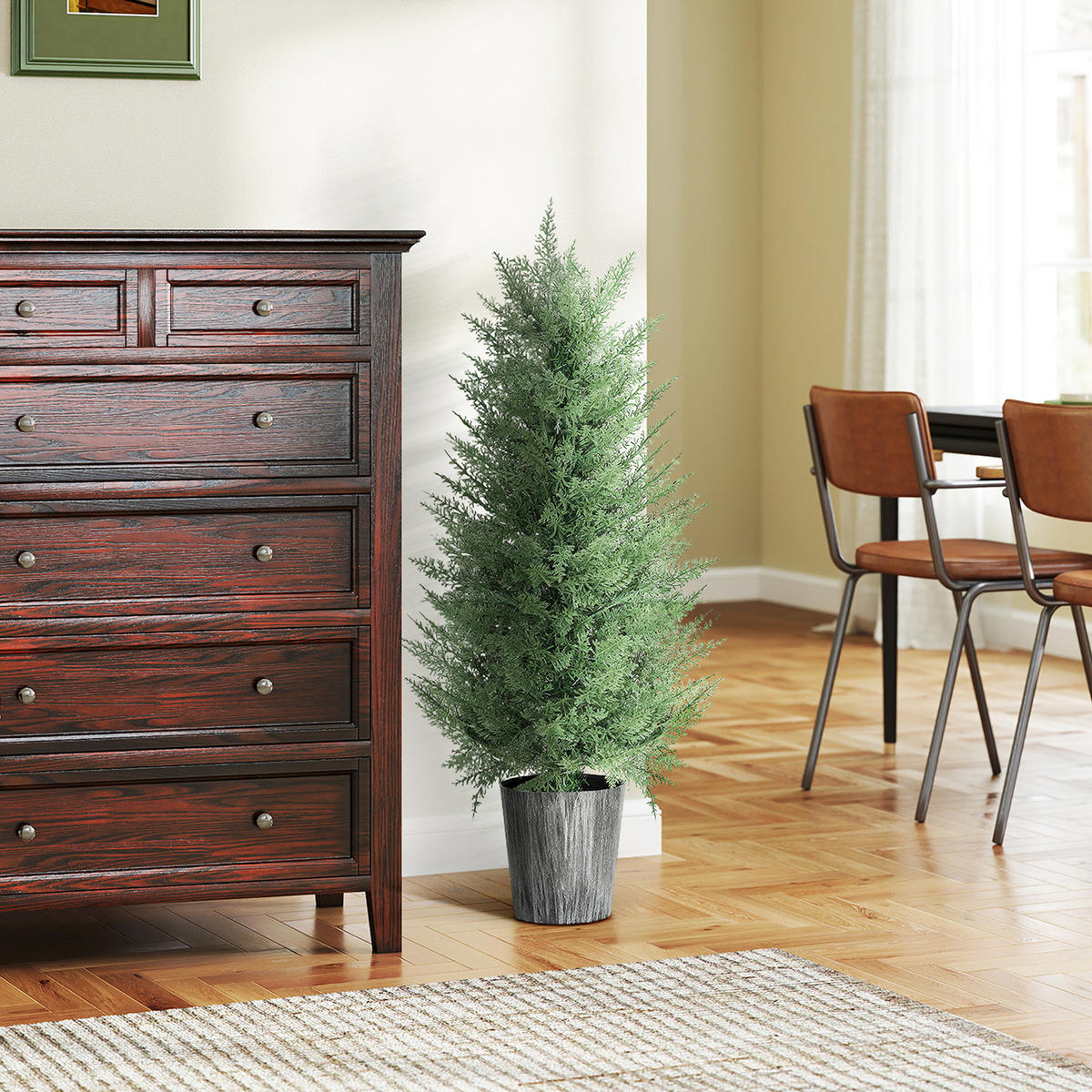 KUNSTPFLANZE Kunststoff Metall Grün 2er Set - Schwarz/Grün, Kunststoff/Metall (90cm) - HOMCOM