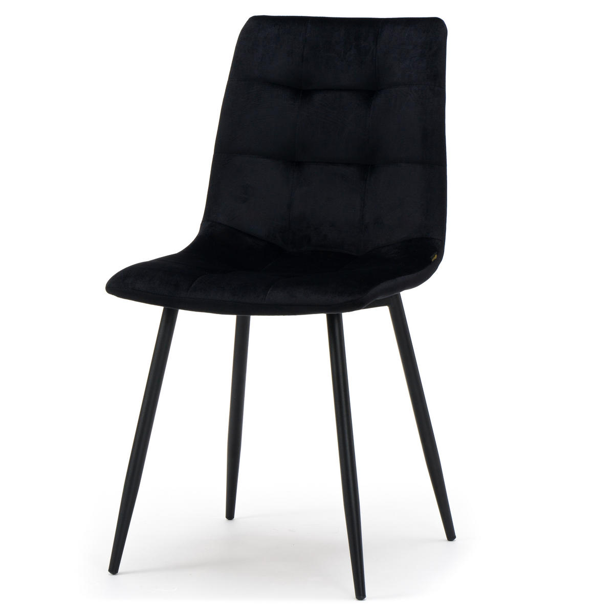 STUHL PARMA gepolsterter mit Steppung - schwarz - Samt Velour - Schwarz, Textil/Metall (44/89/45cm) - NEW HOME