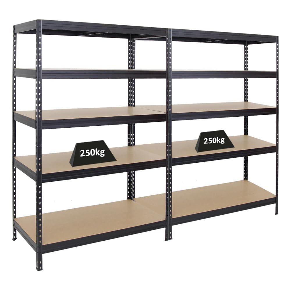 SCHWERLASTREGAL Rivet 2er-Set mit 2x 180x120x60 cm Fachlast 250 kg Schwarz - Schwarz, Metall (240/180/60cm) - PROREGAL