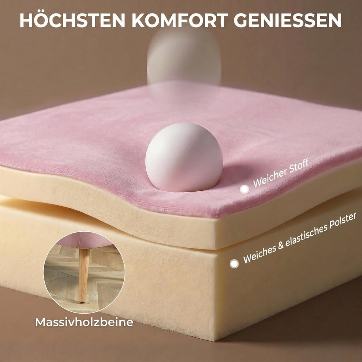 2-SITZER Sofa Rosa 117.0/56.5/77.0 cm - Rosa, Textil (56.5/77/117cm)