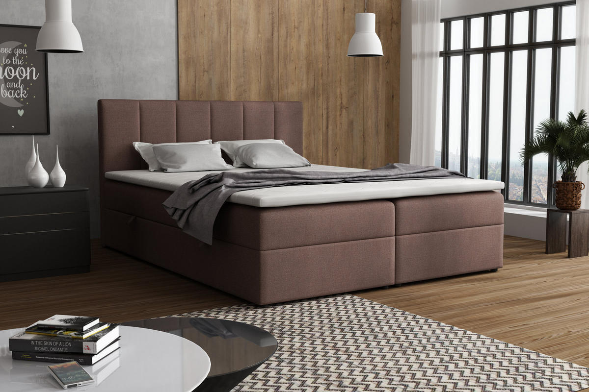 BOXBETT LISA mit Bettkästen H2/H3 Matratze 140 x 200 cm - Braun, Holzwerkstoff (140/200cm) - VENASI MÖBEL