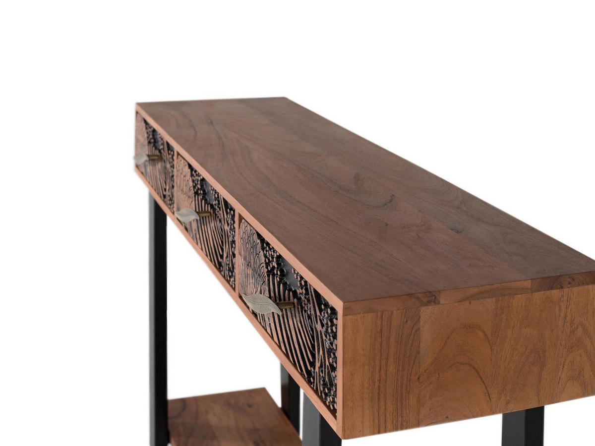 KONSOLE aus braun gebeiztem Akazienholz - Braun, Holz (120/91/35cm) - Giner y Colomer
