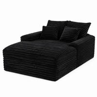 CHAISELONGUE Cord Schwarz 137 x 175 x 63 cm mit 4 Kissen - Pink, Kunststoff (137/63/175cm) - Beauniv