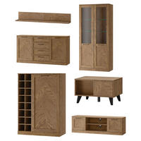 WOHNZIMMER-SET Cozy Eiche Rustikal 6-teilig - Eichefarben/Braun, Holz/Metall (355/200/60cm) - Feldmann-Wohnen
