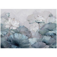 FOTOTAPETE Blumen Beton Blau 350x250 cm - Multicolor, Papier (350/250cm) - Wallarena