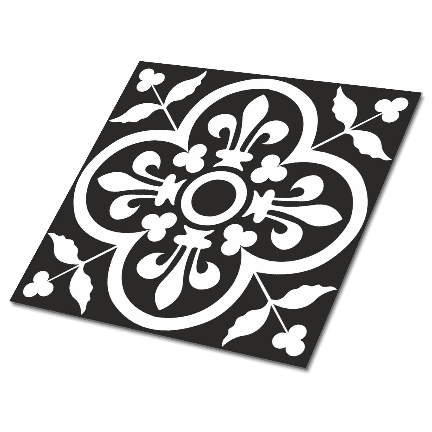 FLIESENAUFKLEBER 9 Stück 30x30 cm selbstklebend Orientalischer Stil - Schwarz, Textil (30/1.6/30cm) - TULUP