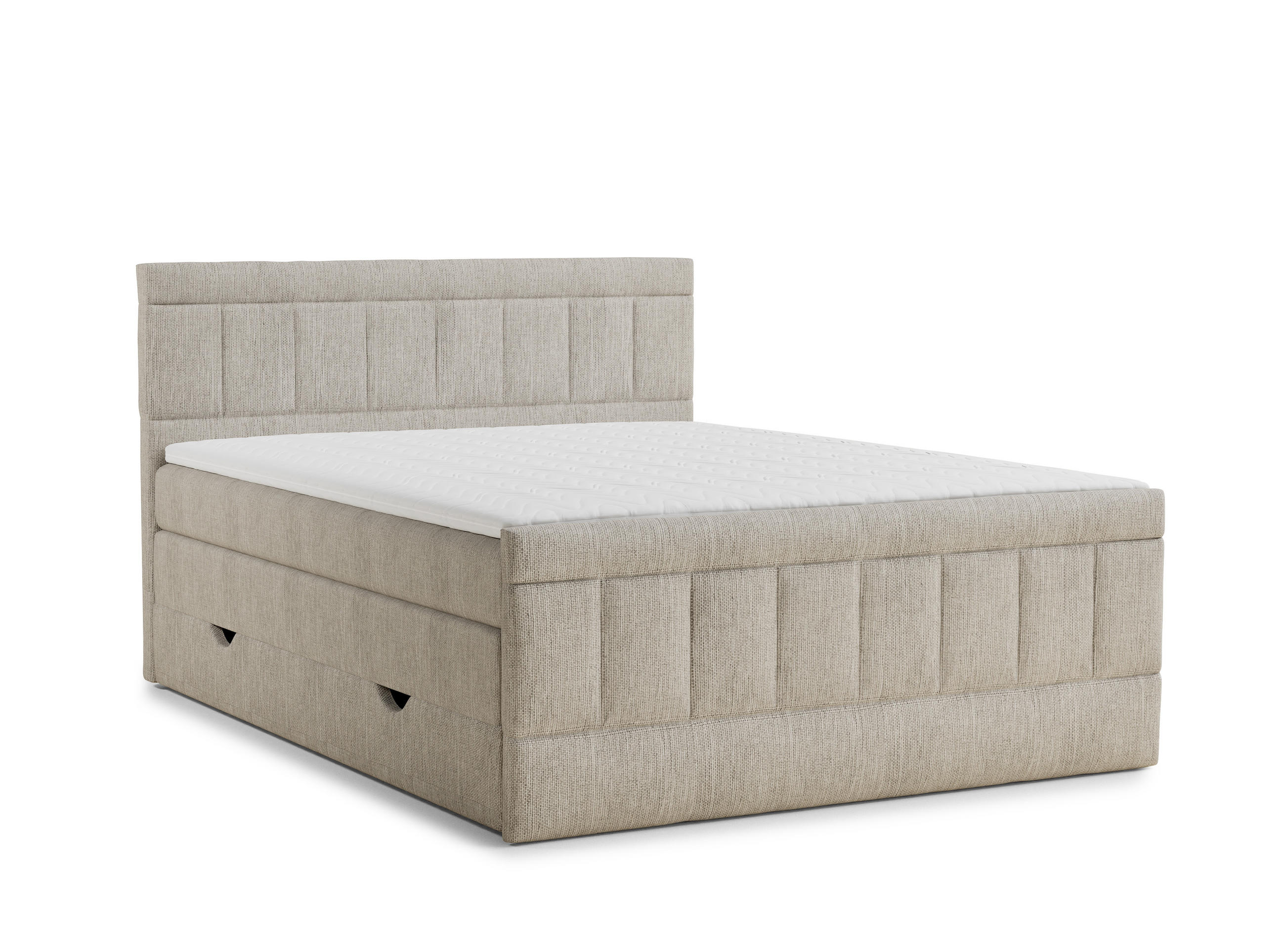 BOXSPRINGBETT Caya 200/200 cm, in Beige, Bettkasten, Matratze, Topper - Beige/Schwarz, Holz/Holzwerkstoff (200/200cm) - Maison de Reve