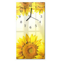 WANDUHR 60x30 cm - Blätter - Gelb, Glas (30/60/0.4cm) - TULUP