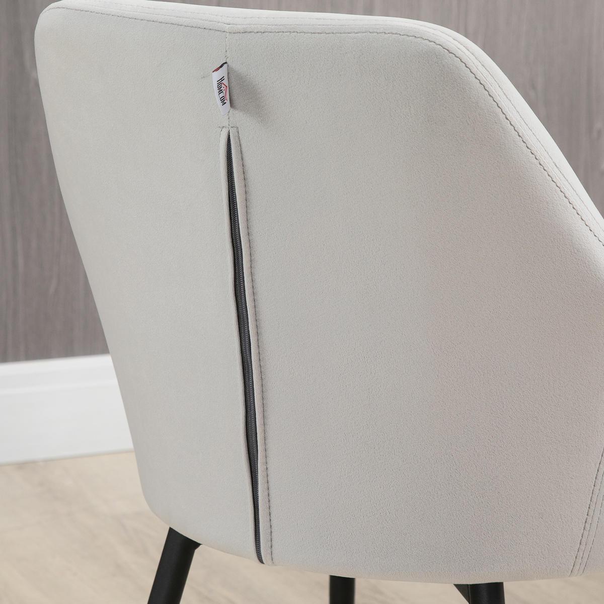 ESSZIMMERSTÜHLE, Samt, Stahl - Hellgrau, Textil (57/80/54cm) - HOMCOM