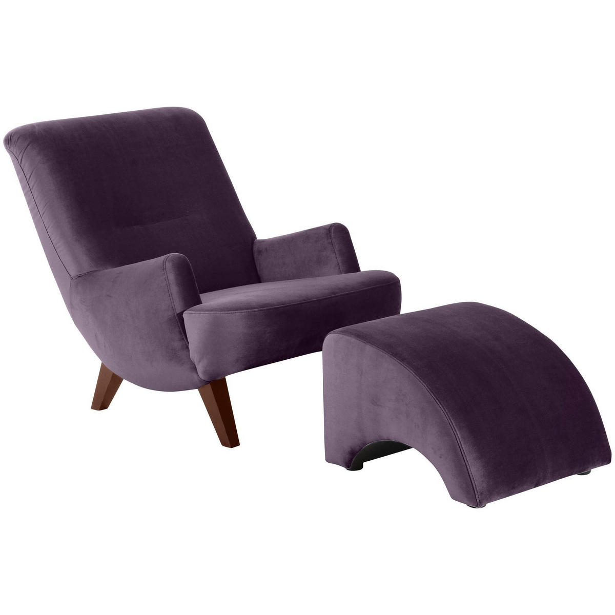 SESSEL Kajsa 71x80x101 Bezug Samtvelours Buche nussbaum/purple - Violett/Nussbaumfarben, Kunststoff (101/80/71cm) - 58aufmkessel