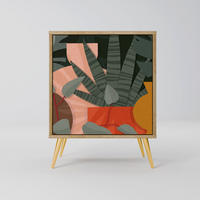 SIDEBOARD TROPICAL COMPOSITION, Eichefarben, 57,5x42x75,5 cm, Goldfarbene Metallfüße - Eichefarben/Goldfarben, Holzwerkstoff/Metall (57.5/75.5/42cm) - SpaceRebels