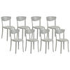 GARTENSTÜHLE 8er-Set Kunststoff hellgrau Vieste - Hellgrau, Kunststoff (42/80/40cm) - Beliani