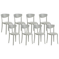 GARTENSTÜHLE 8er-Set Kunststoff hellgrau Vieste - Hellgrau, Kunststoff (42/80/40cm) - Beliani