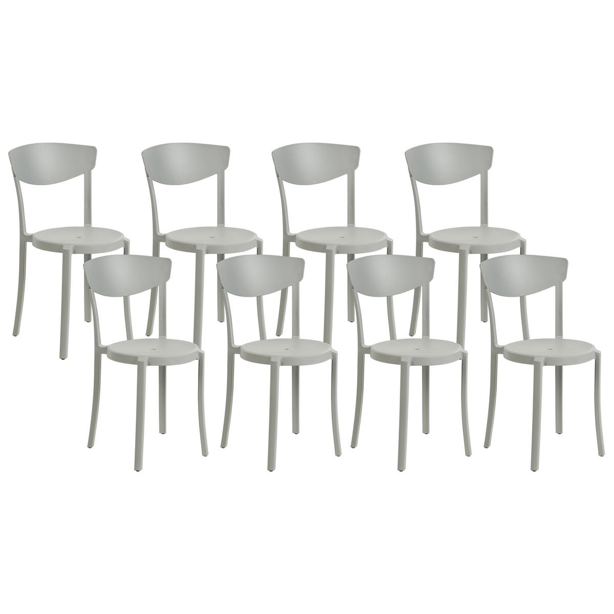GARTENSTÜHLE 8er-Set Kunststoff hellgrau Vieste - Hellgrau, Kunststoff (42/80/40cm) - Beliani