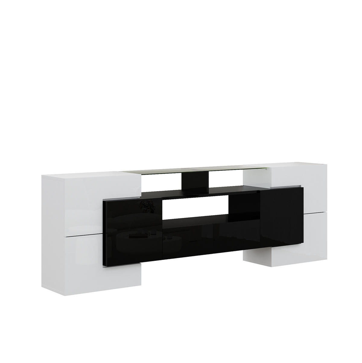 TV-ELEMENT mit LED 200 x 35 x 60 cm Weiß Schwarz - Schwarz, Holzwerkstoff (35/60/200cm) - Beauniv