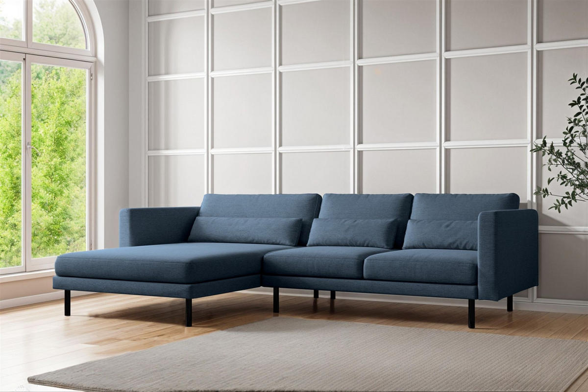 ECKSOFA Agada In Verita - Dunkelblau, Holzwerkstoff/Textil (281/174cm) - Fun Möbel