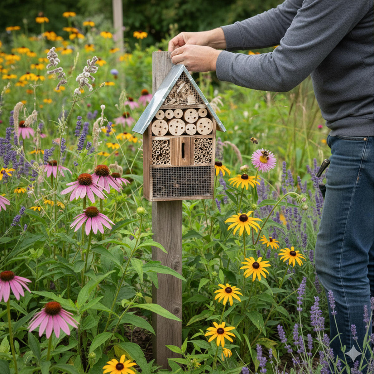 HMYZÍ hotel - světle hnědá, kov/dřevo (31/48/10cm) - Relaxdays