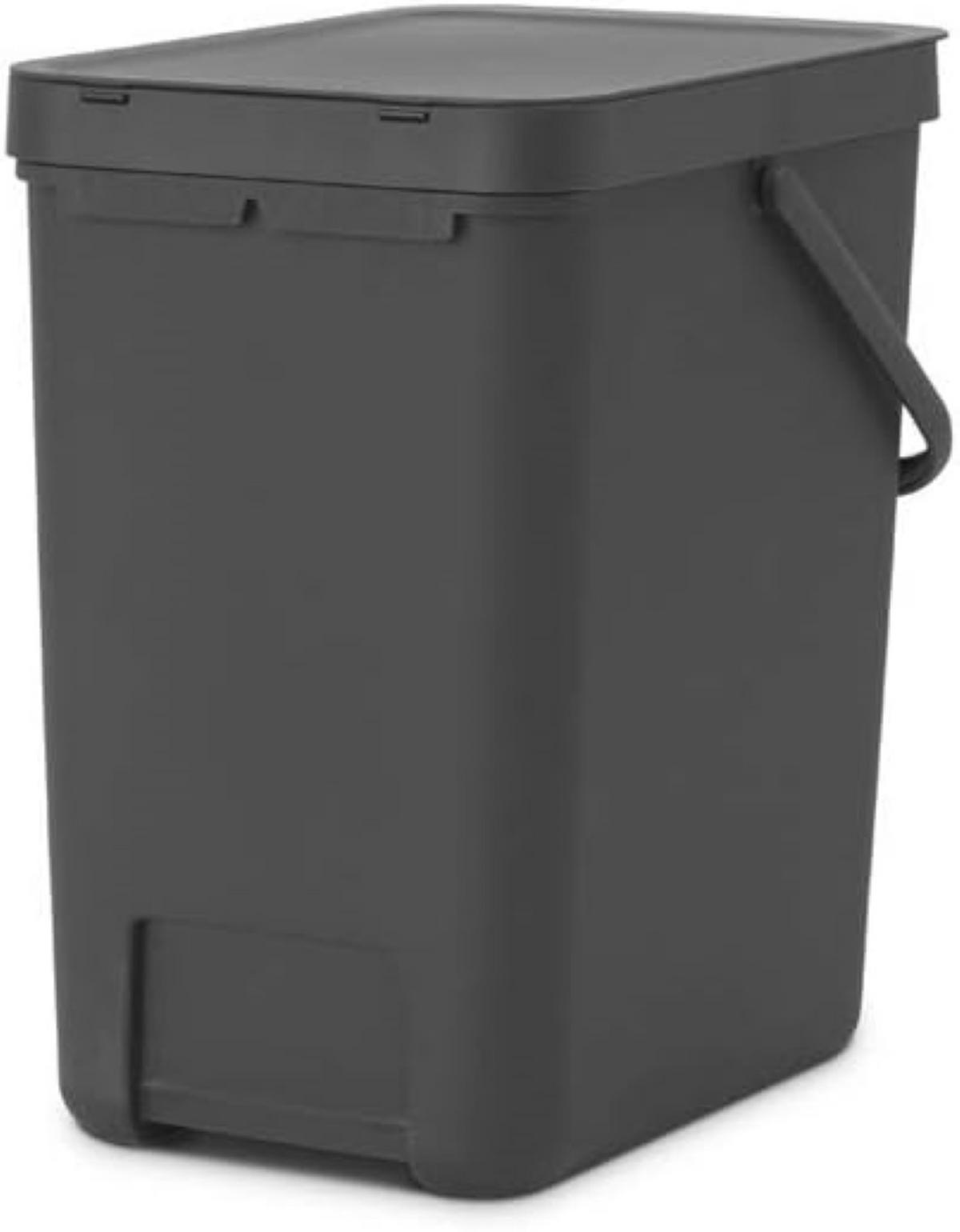MÜLLEIMER Mit Stay Open Deckel 25 Liter 40 x 26,8 x 34,5 cm Kunststoff Dunkelgrau - Grau, Kunststoff (26.8/40/34.5cm) - PROREGAL