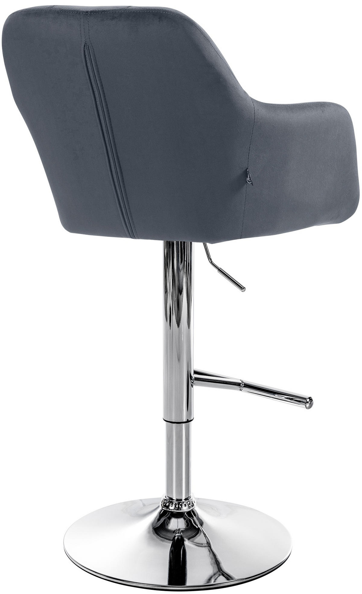 BARHOCKER Nardo Samt chrom dunkelgrau - Chromfarben/Grau, Textil/Metall (57/118/59cm) - TPFLiving