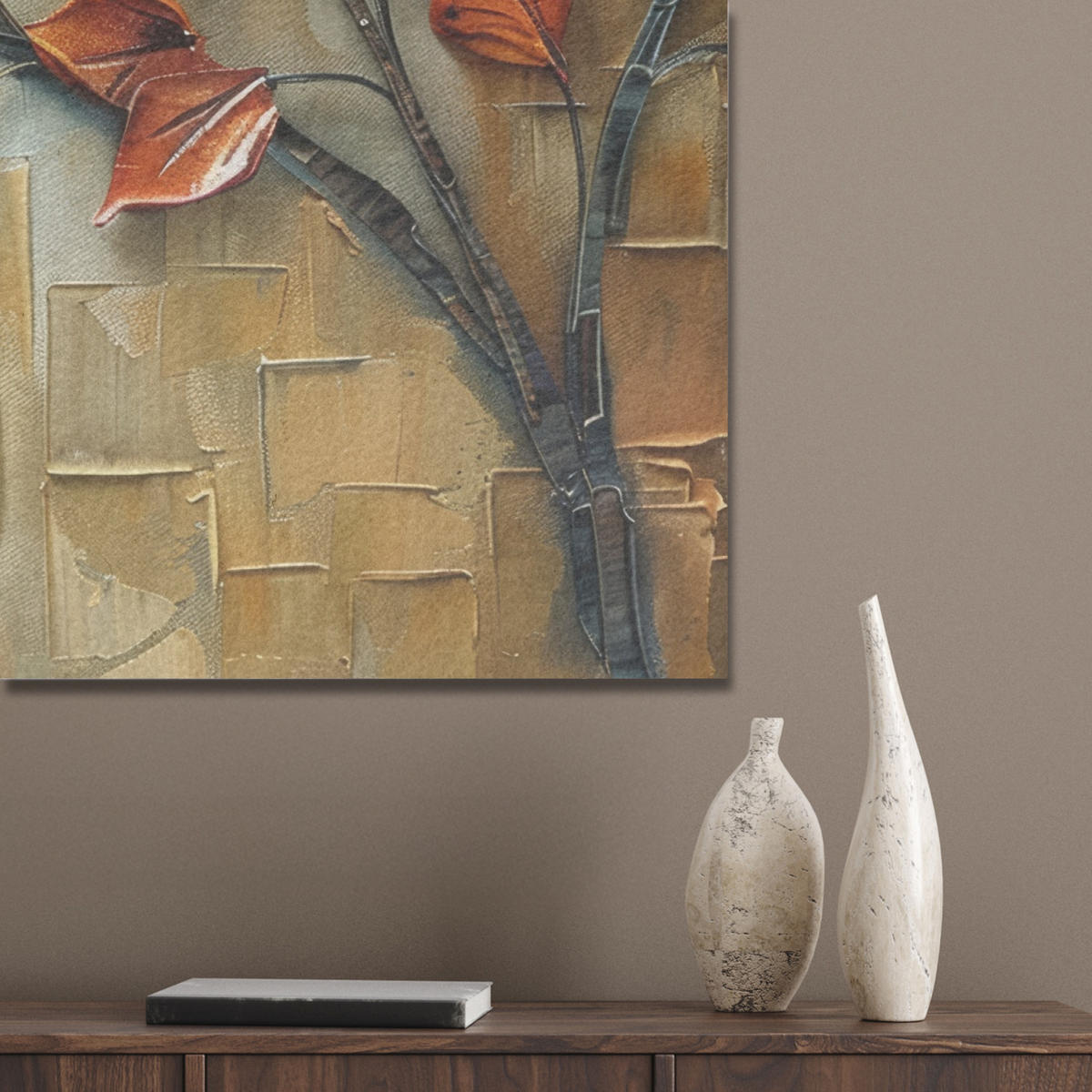AKUSTIKPANEEL Baum - Abstrakt - Natur - Kunst 60x80 cm - Goldfarben, Textil (60/0.9/80cm) - MuchoWow
