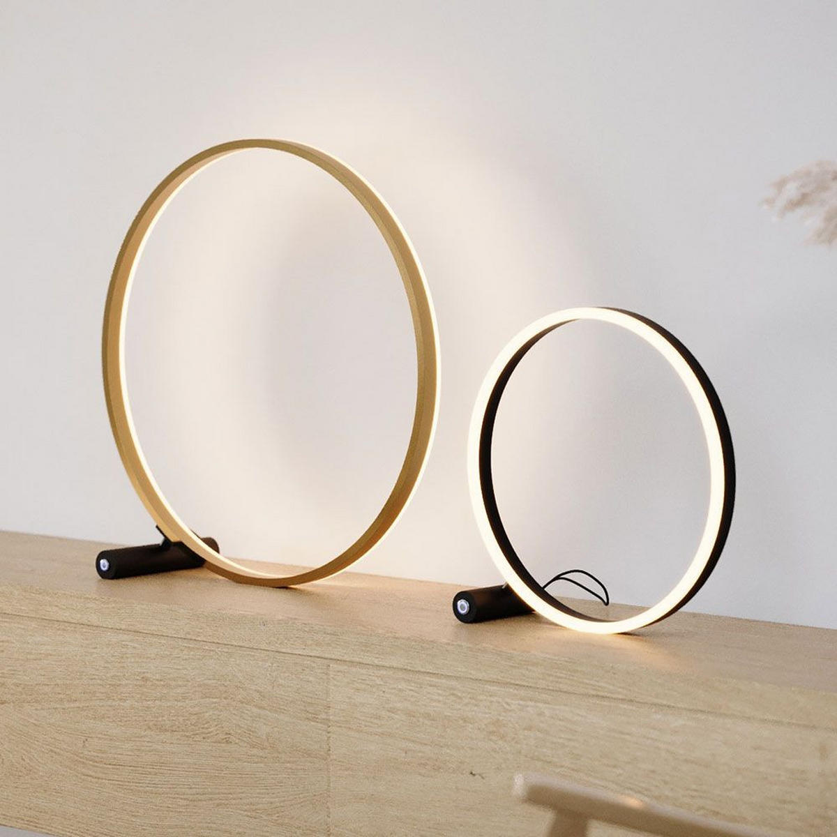 LED-TISCHLAMPE Ring Direkt/Indirekt Schwarz/Gold Ø 40cm - Goldfarben/Schwarz, Metall (3.3/40/40cm) - s.luce