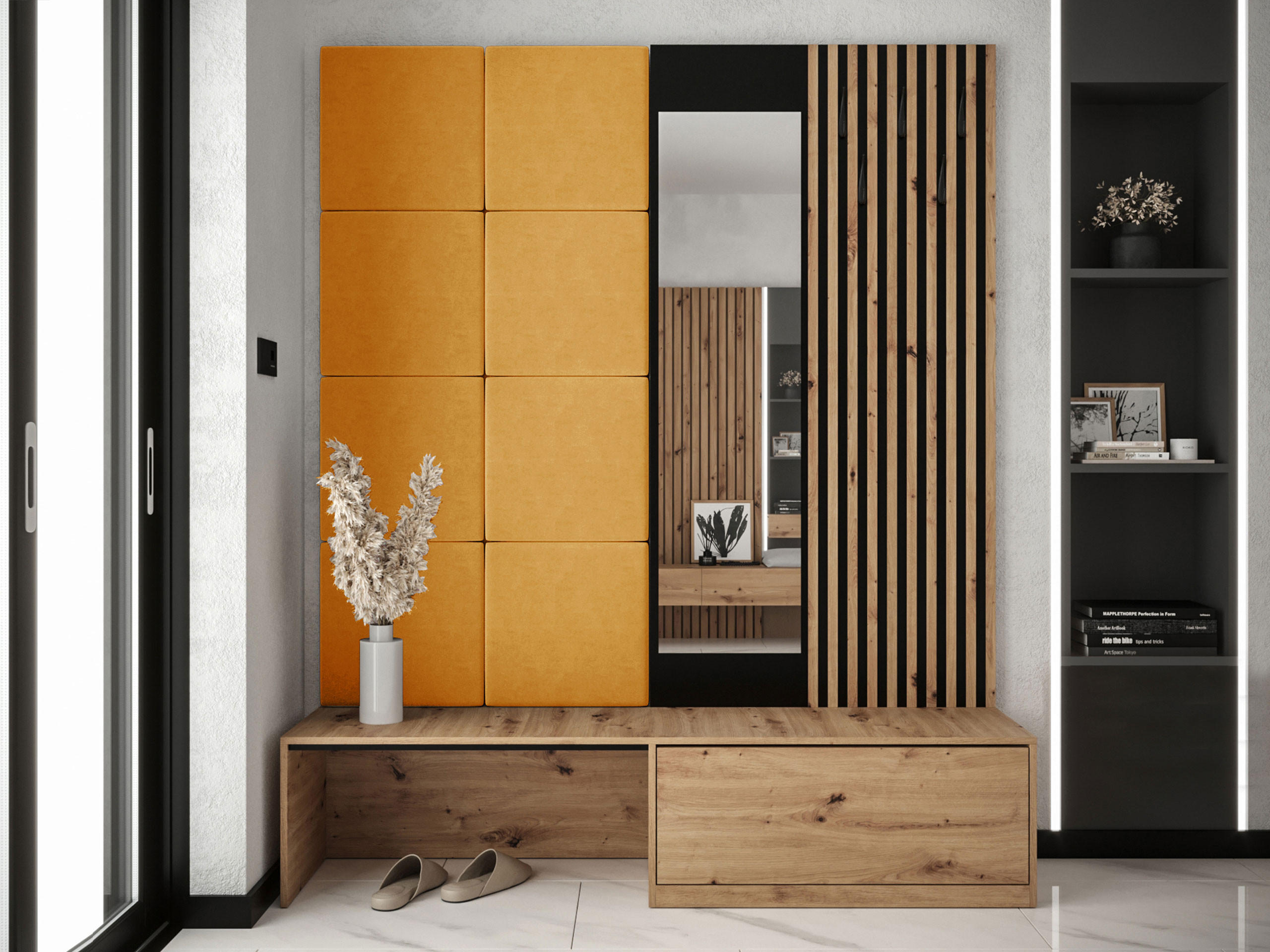 GARDEROBE Premium - Orange/Braun, Holzwerkstoff (172/205/42cm) - MIRJAN24