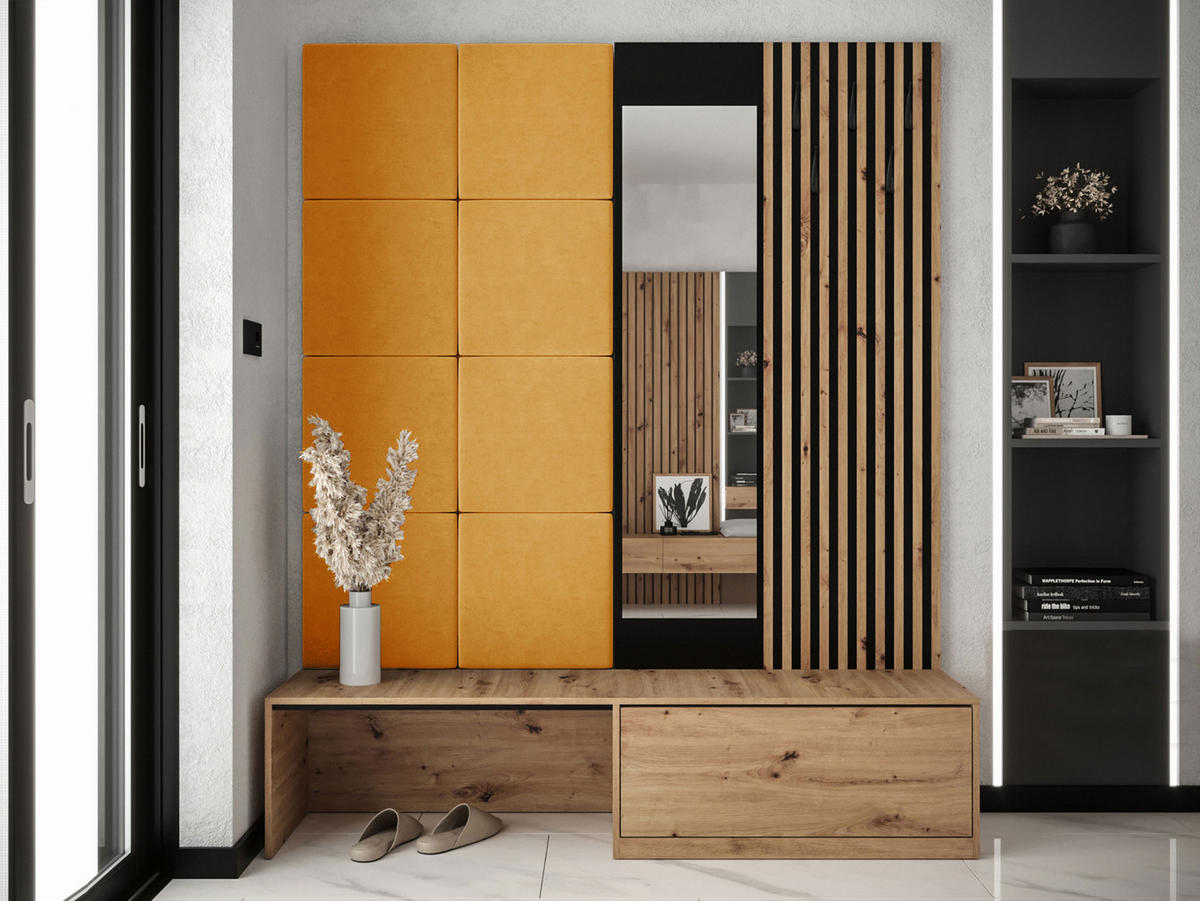 GARDEROBE Premium - Orange/Braun, Holzwerkstoff (172/205/42cm) - MIRJAN24