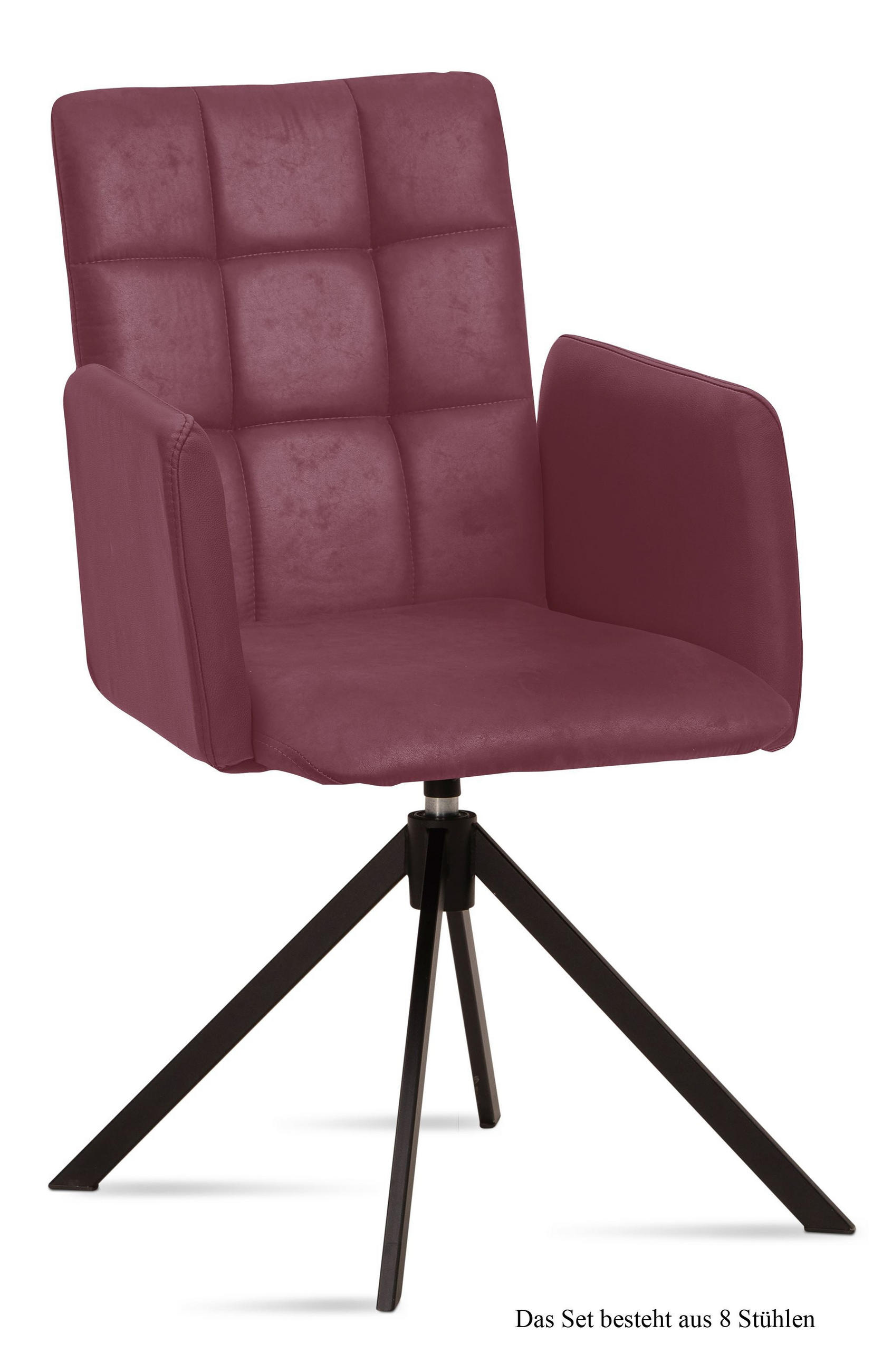 ARMLEHNSTUHL drehbar (8er-Set) Deeann 52x91x60 Schwarz/Marsala - Brombeere/Schwarz, Kunststoff (60/91/52cm) - 58aufmkessel