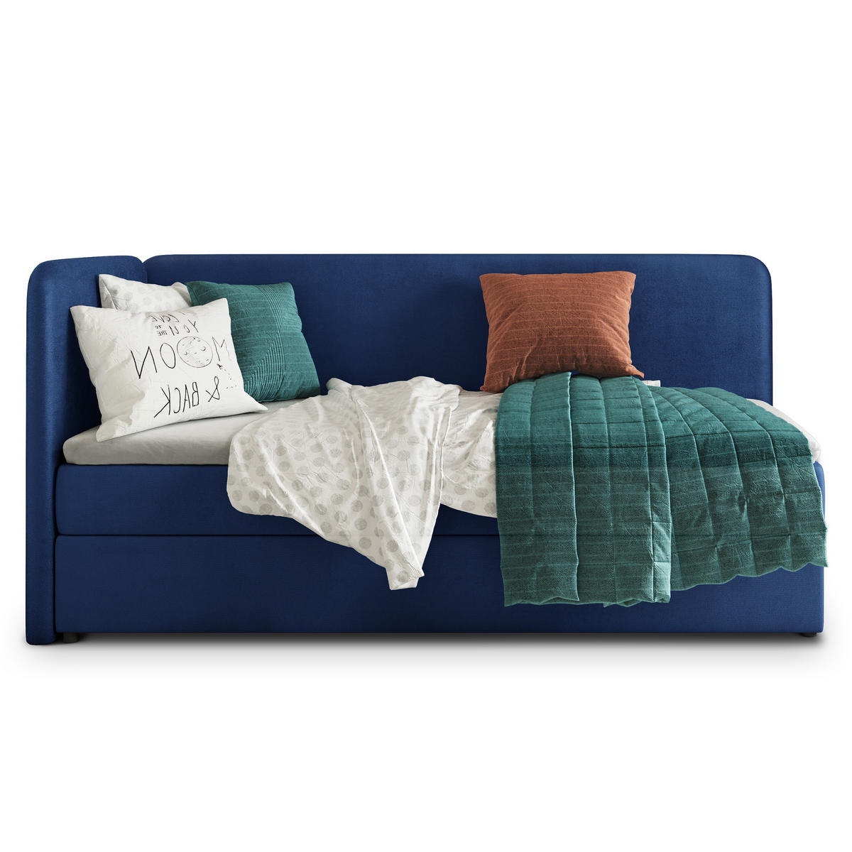 POSTEL BOXSPRING GINA 90x200 cm, s matrací a úložným prostorem, modrá - modrá, kompozitní dřevo/textil (90/200cm) - MASSENO