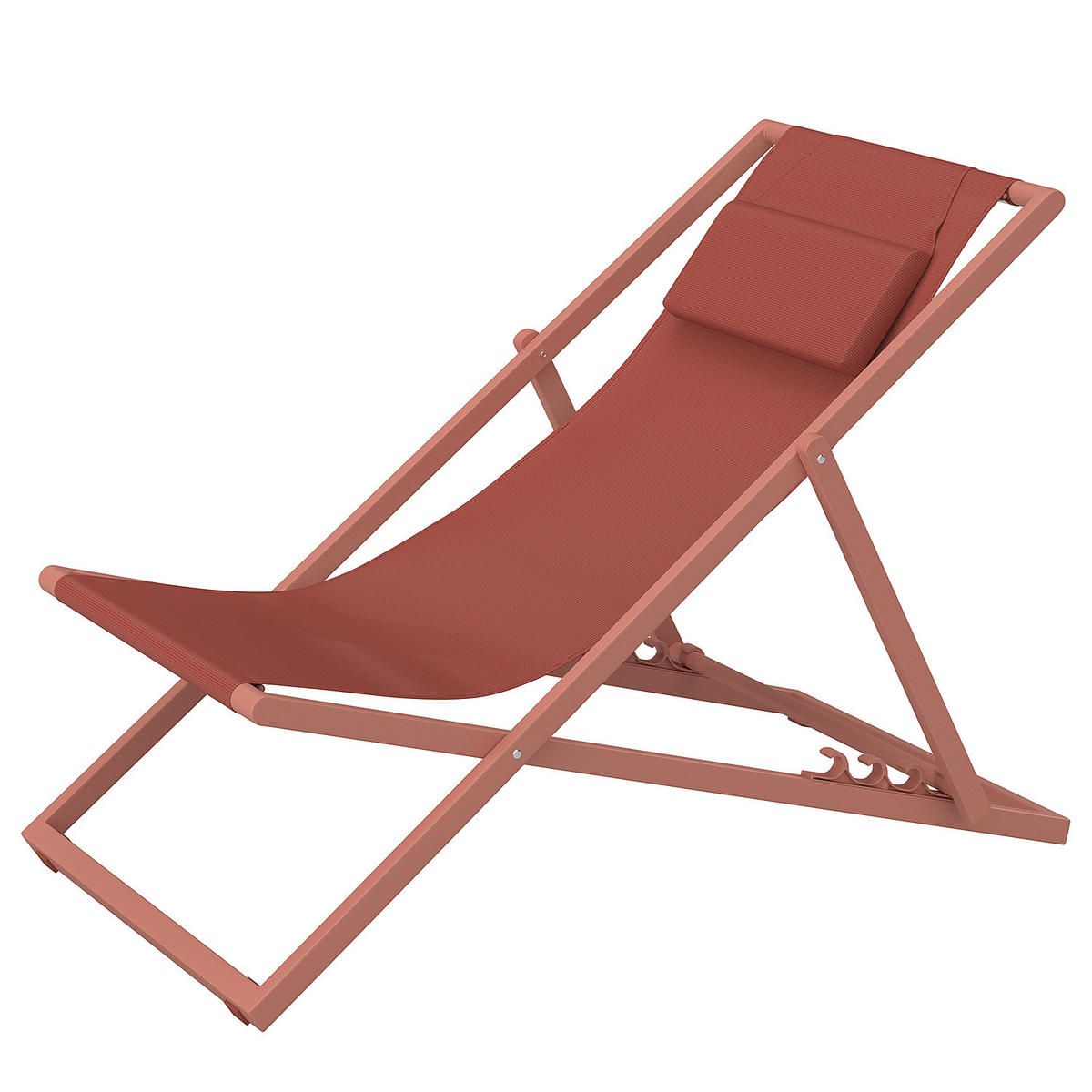 LIEGESTUHL - Stahl / Polyrattan - 2er-Set - Terracotta, Textil/Metall (63/93/104cm) - home24