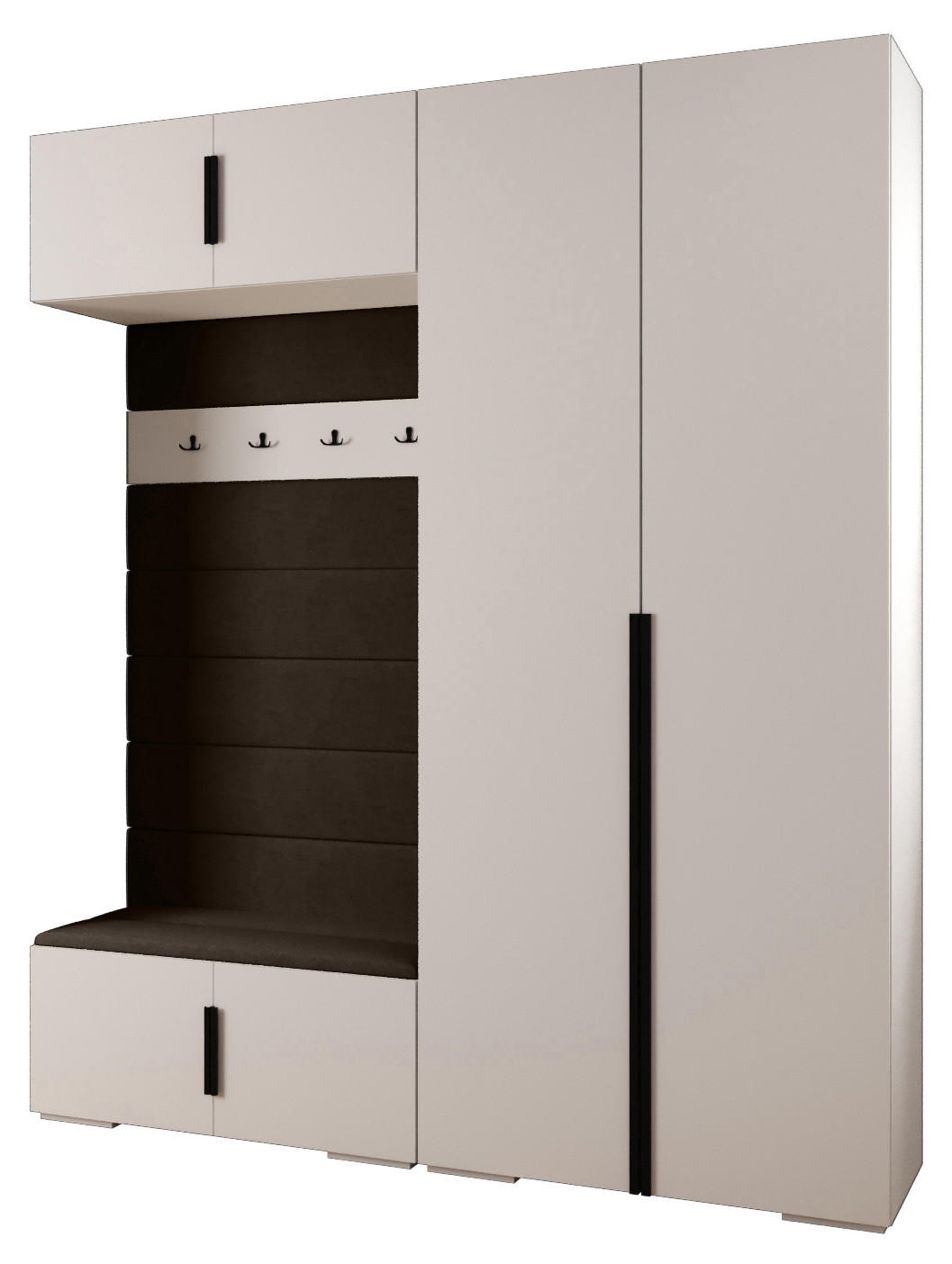 Abiks Möbel Garderoben-Set Weiß, Braun, Schwarz 200x236.7x47 cm