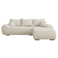 ECKSOFA Ubo L Cord, Seite: Rechts - Silberfarben/Creme, Holz/Kunststoff (282/187cm) - MIRJAN24