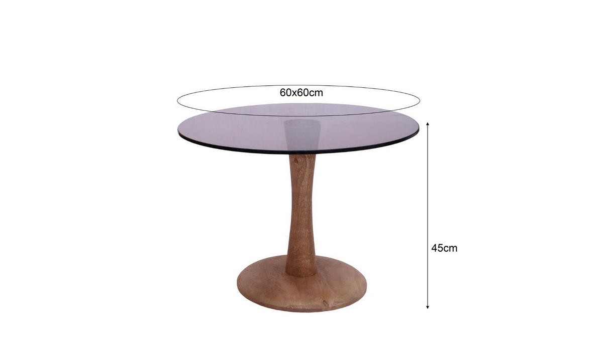 BEISTELLTISCH rund aus Glas 60cm, braun - Braun, Glas (60/60/40cm) - Livingfurn