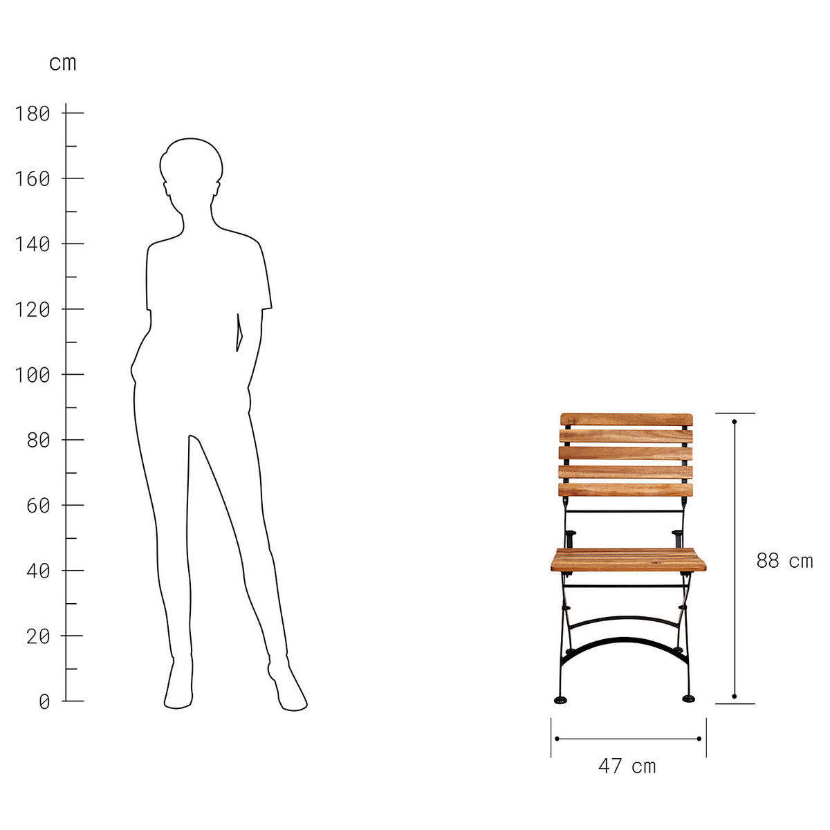 GARTENSTUHL (2er Set) Parklife - Schwarz, Holz/Metall (46/89/54cm) - BUTLERS