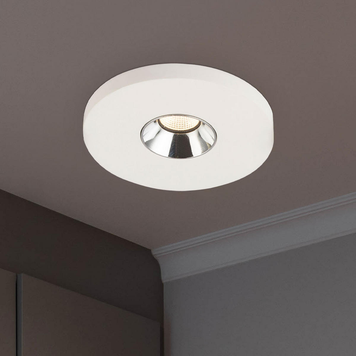 LED EINBAUSTRAHLER Christine Gips Weiß Chrom 2er Set - Weiß, Metall (9/6/9cm) - Globo Lighting