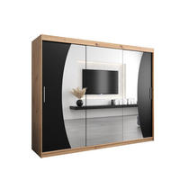 SCHWEBETÜRENSCHRANK 200/250/62 2-türig - Silberfarben/Schwarz, Holz/Kunststoff (250/200/62cm) - Abiks Möbel