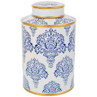 VASE aus Keramik, weiß, 17x27cm - Blau, Keramik (27cm) - Wanderlust