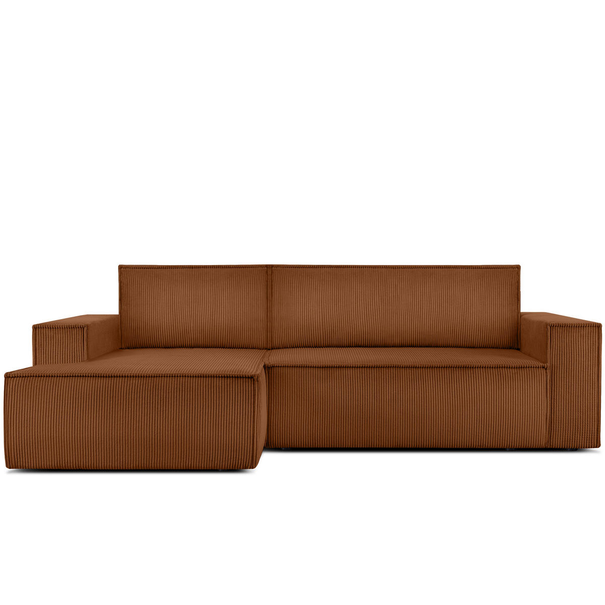 ECKSCHLAFSOFA-LINKS NAPI in Pet Friendly Cord-Stoff, rot - Rot/Schwarz, Textil (262/148cm) - KONSIMO®