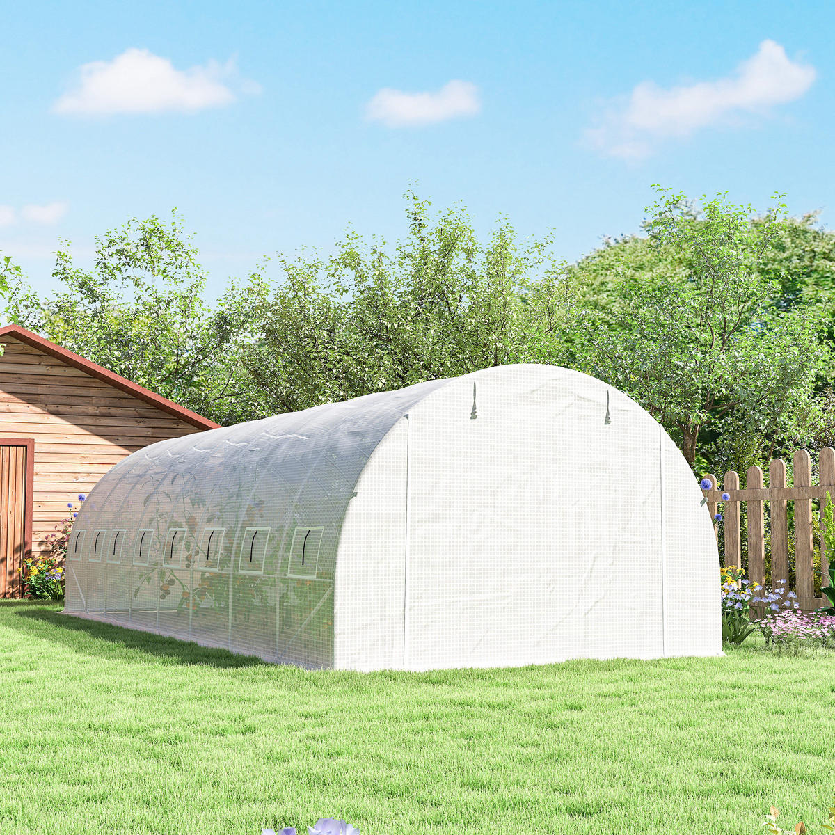 GEWÄCHSHAUS DE-12033 24 m² mit 16 Fenstern & Tür Weiß - Weiß, Kunststoff (300/200/800cm) - ComfortXL