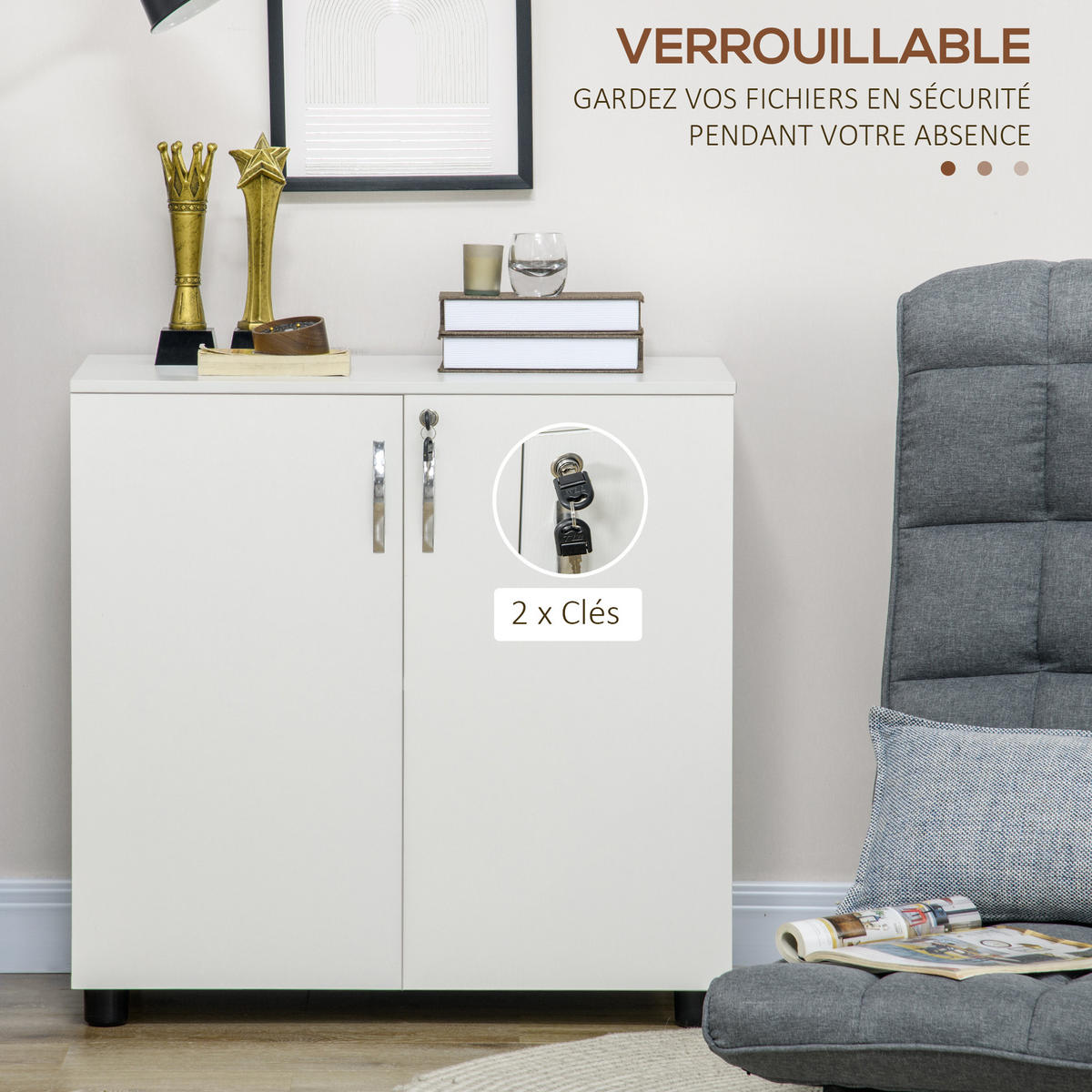 AKTENSCHRANK DE-14519 2 Türen abschließbar Weiß - Weiß, Holzwerkstoff (40/80/80cm) - ComfortXL