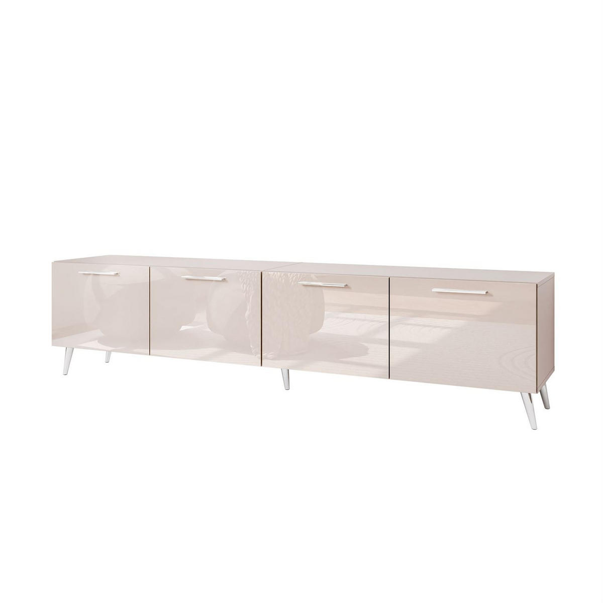 TV-ELEMENT AURA 200 KASCHMIR Hochglanz auf schrägen silbernen Beinen - Kaschmir/Silberfarben, Holzwerkstoff (200/49/40cm) - Lookway