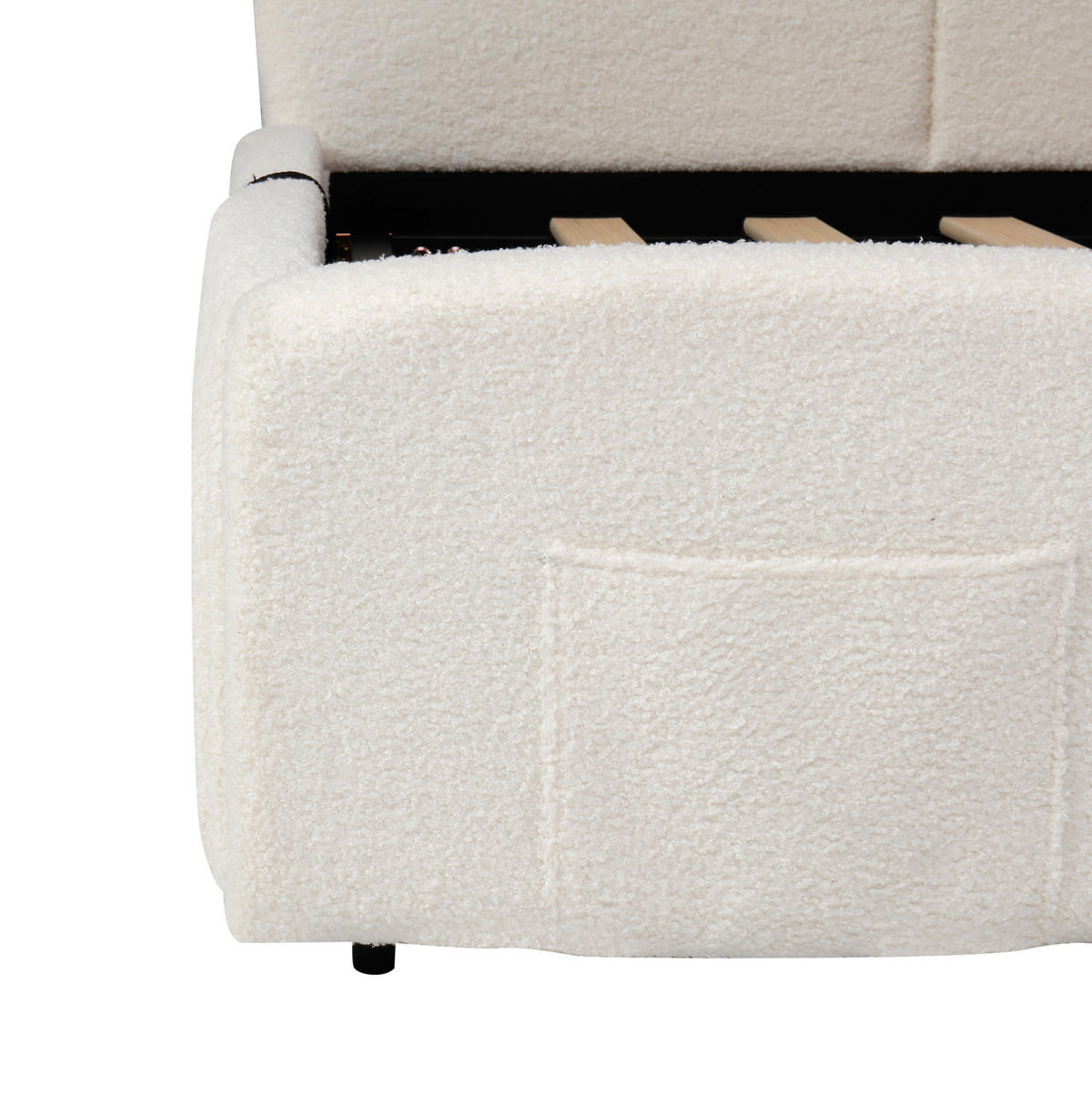 POLSTERBETT aus Schleife 90x200 cm in Beige mit Stauraum & USB - Beige, Textil (90/200cm) - Modfu