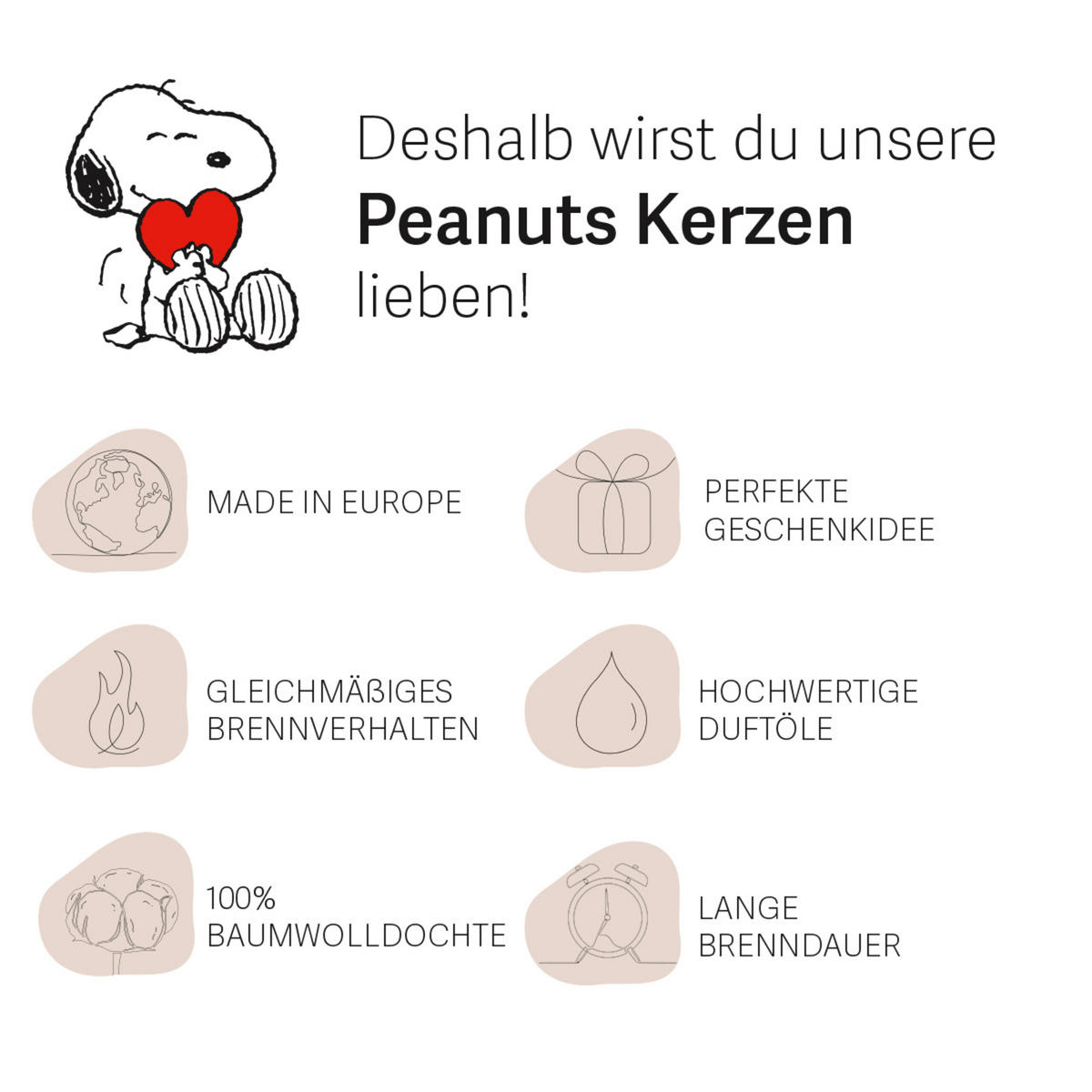 DUFTKERZE Peanuts™ - Orange, Glas/Naturmaterialen (11.5cm)