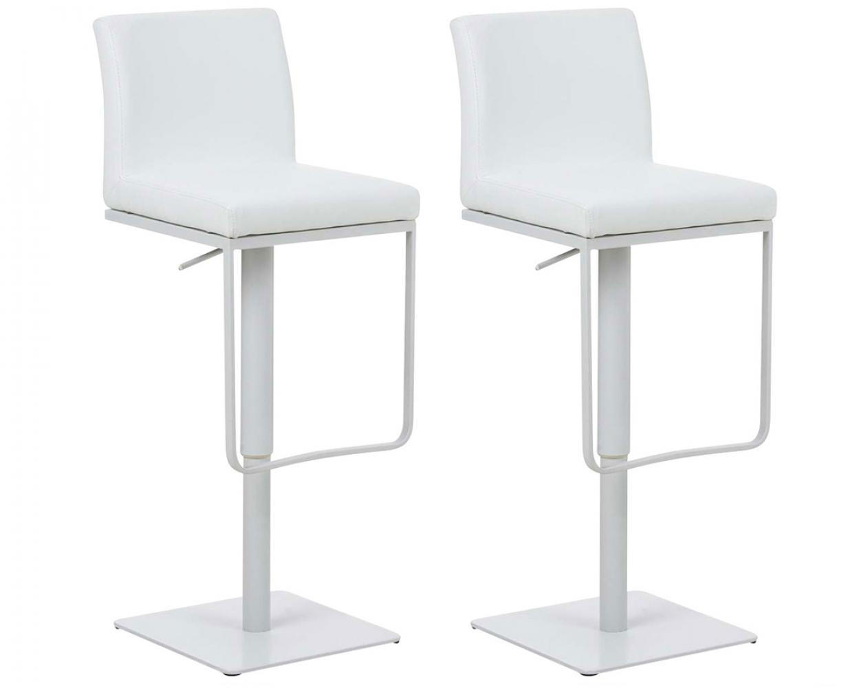 BARHOCKER 2er Set Lederlook Weiß - Weiß, Textil/Metall (42/86/44cm) - CLP