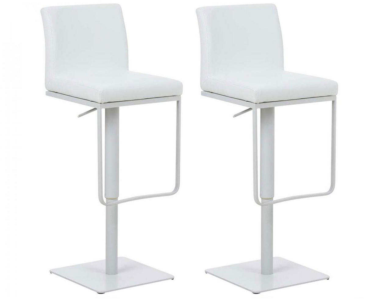 BARHOCKER 2er Set Lederlook Weiß - Weiß, Textil/Metall (42/86/44cm) - CLP