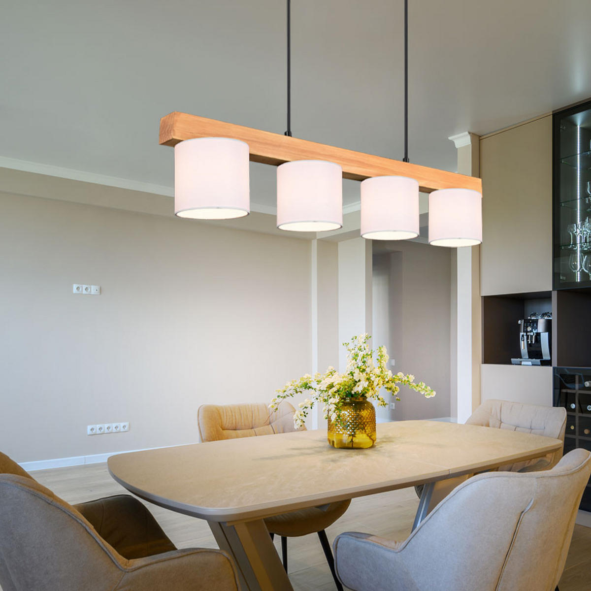 HÄNGELEUCHTE Cameron Holz Weiß - Weiß, Holz (75/12/150cm)