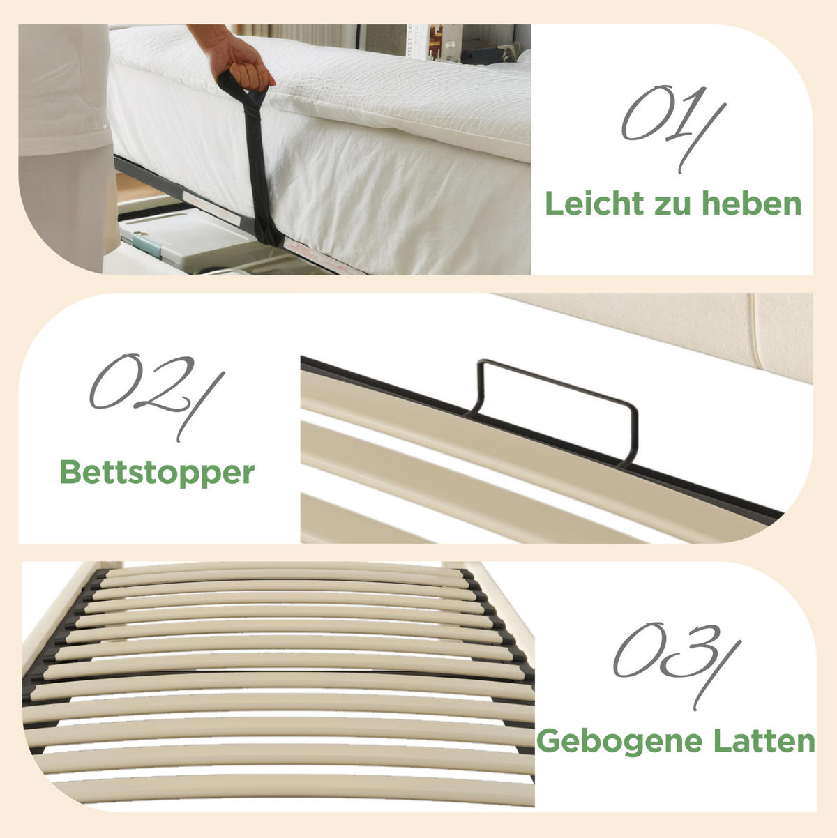 POLSTERBETT 90/200 cm Beige aus Samt mit Stauraum-Kopfteil - Beige, Textil (90/200cm) - OKMYHOME