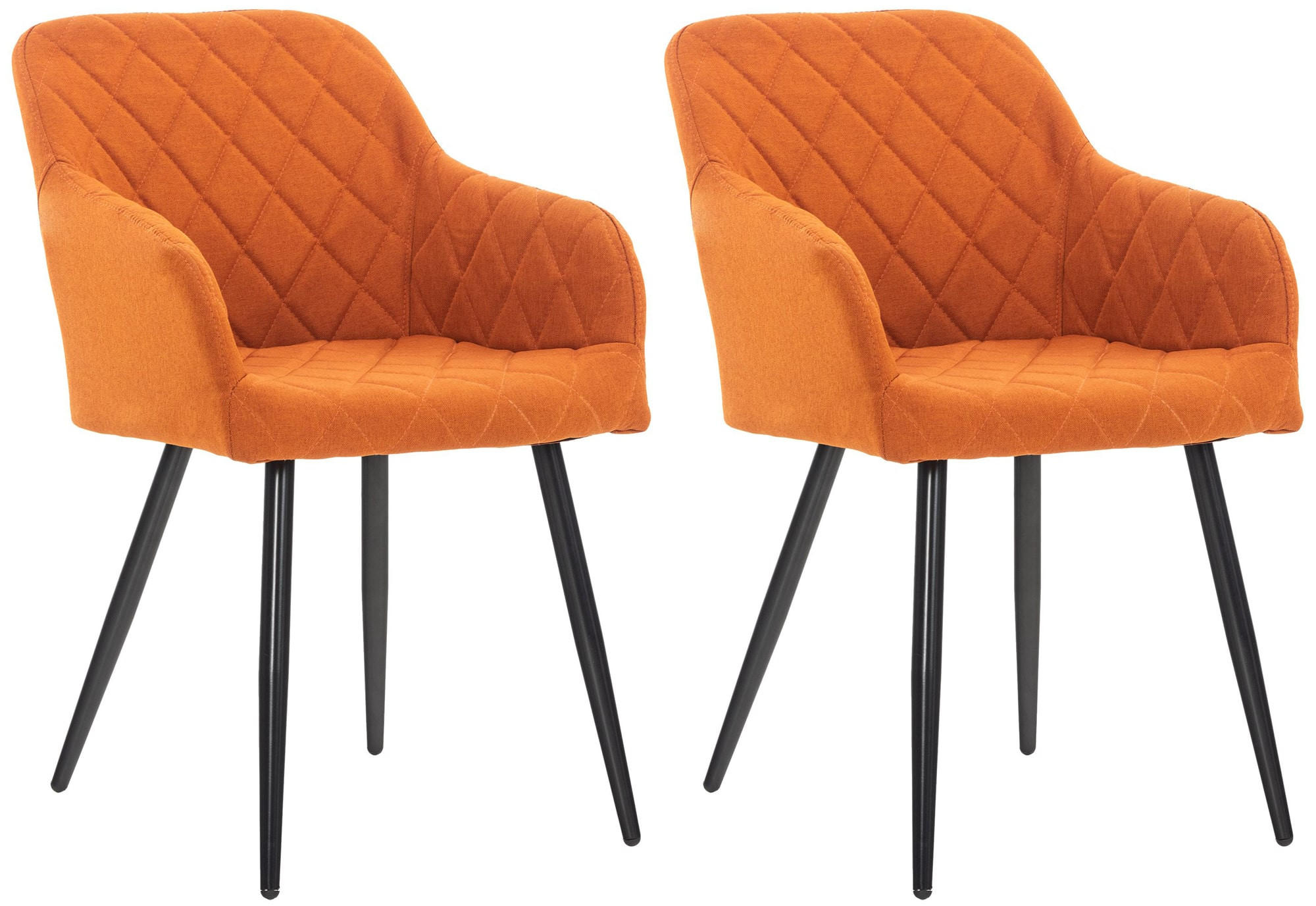 ARMLEHNENSTUHL 2er Set Stoff orange - Schwarz/Orange, Textil/Metall (47/84/44cm) - CLP