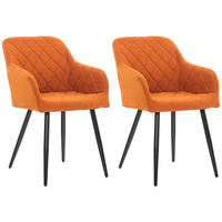 ARMLEHNENSTUHL 2er Set Stoff orange - Schwarz/Orange, Textil/Metall (47/84/44cm) - CLP