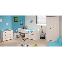 KINDERZIMMER Set Kleiderschrank Kommode Nachttisch Bett 90x200 cm - Weiß/Kieferfarben, Holz/Holzwerkstoff (290/182/95cm) - Parisot Meuble